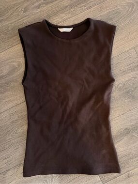 Zara Sleeveless Muscle Tank Top - Chocolate Brown